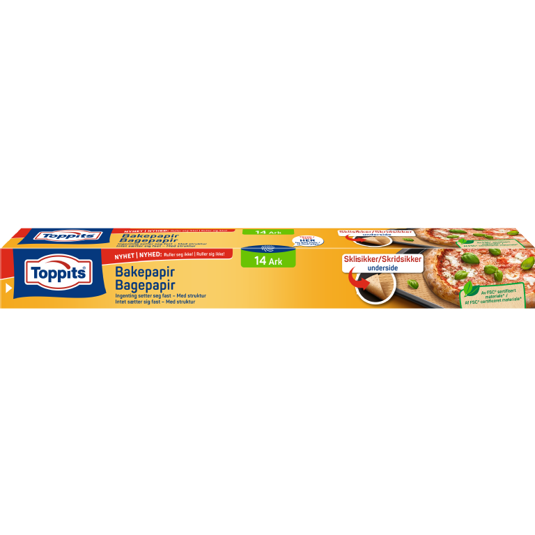 Toppits Bakepapir Stay flat - framsidan 